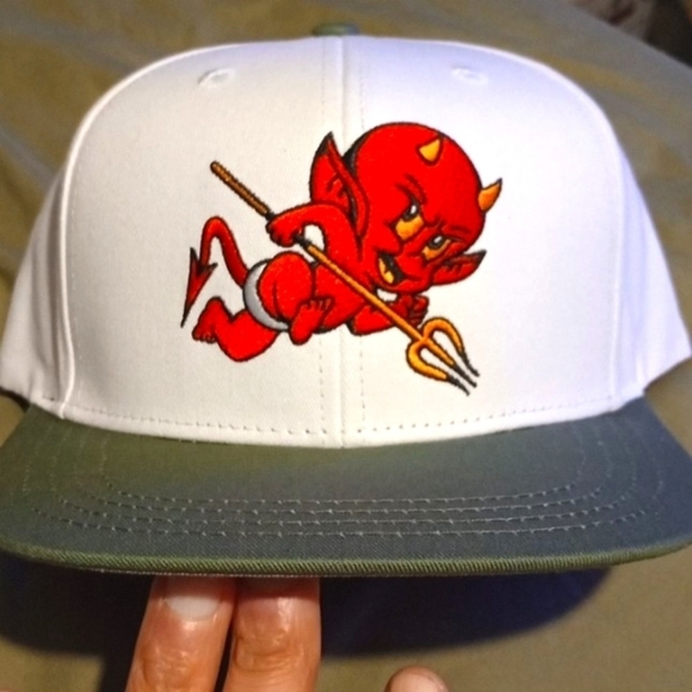 Hot Stuff,Flatbill,Snapback, Indestructible, 2 tone, Green & White, NWT